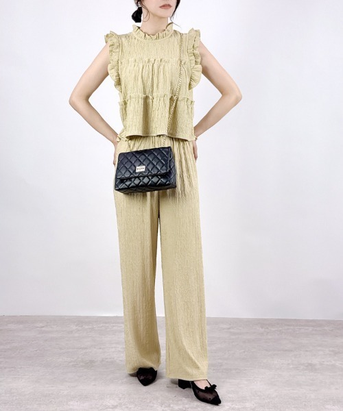 CLOTHY(クロシィ)の「【楽して洒落る、大人のセットアップ】ジャガードセットアップ(ノースリ)(セットアップ・レディース・ブラック/アイボリー/イエロー/ベージュ・MEDIUM)」の17枚目の写真