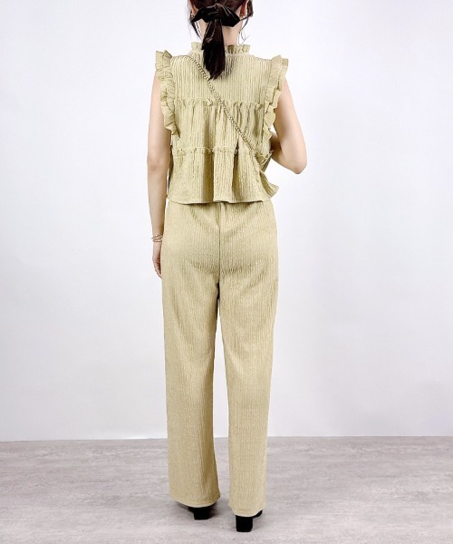 CLOTHY(クロシィ)の「【楽して洒落る、大人のセットアップ】ジャガードセットアップ(ノースリ)(セットアップ・レディース・ブラック/アイボリー/イエロー/ベージュ・MEDIUM)」の19枚目の写真