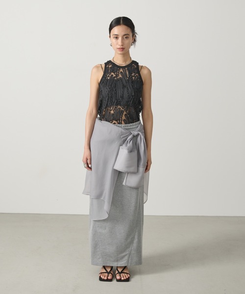 AIC.(エーアイシー)の「チュールレースタンクトップ/セットアップ可能(タンクトップ・レディース・オフホワイト/ブラック・FREE)」の4枚目の写真