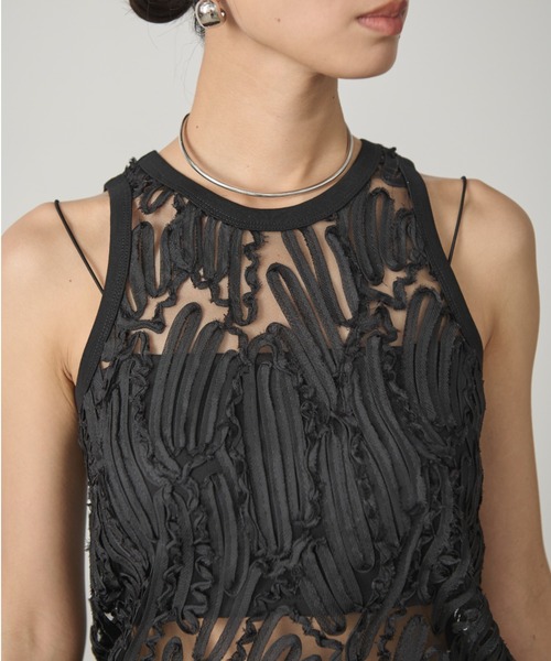 AIC.(エーアイシー)の「チュールレースタンクトップ/セットアップ可能(タンクトップ・レディース・オフホワイト/ブラック・FREE)」の15枚目の写真