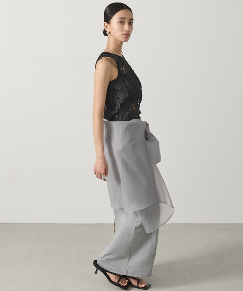 AIC.(エーアイシー)の「チュールレースタンクトップ/セットアップ可能(タンクトップ・レディース・オフホワイト/ブラック・FREE)」の3枚目の写真