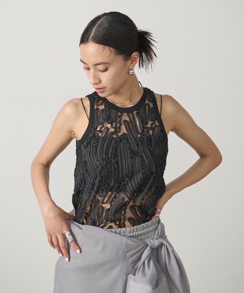 AIC.(エーアイシー)の「チュールレースタンクトップ/セットアップ可能(タンクトップ・レディース・オフホワイト/ブラック・FREE)」の20枚目の写真