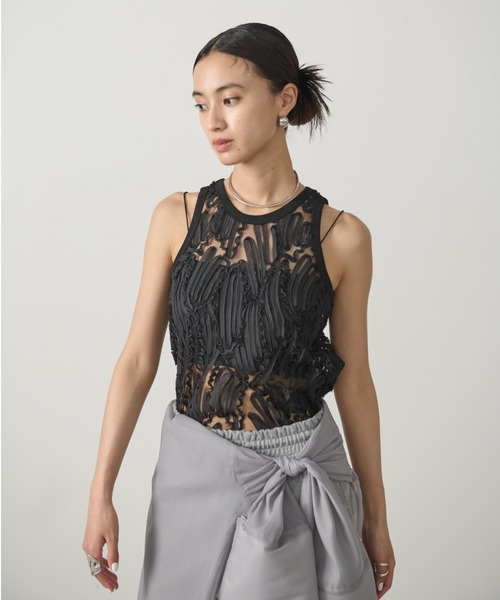 AIC.(エーアイシー)の「チュールレースタンクトップ/セットアップ可能(タンクトップ・レディース・オフホワイト/ブラック・FREE)」の19枚目の写真