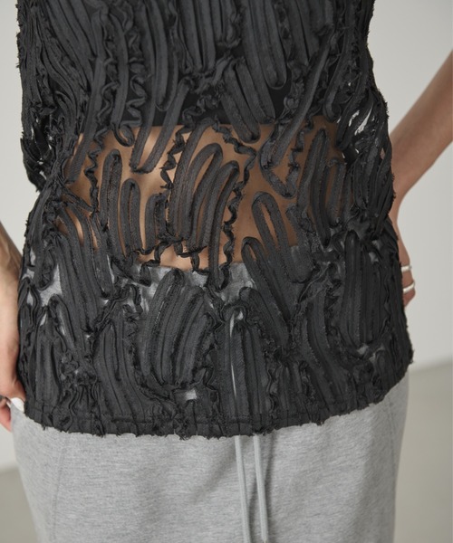 AIC.(エーアイシー)の「チュールレースタンクトップ/セットアップ可能(タンクトップ・レディース・オフホワイト/ブラック・FREE)」の14枚目の写真