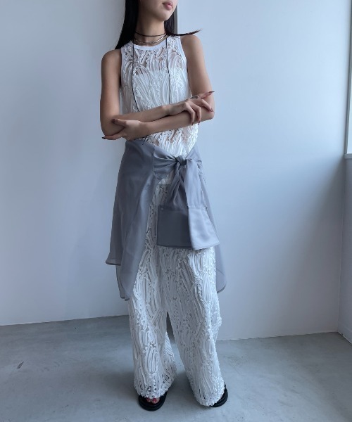 AIC.(エーアイシー)の「チュールレースタンクトップ/セットアップ可能(タンクトップ・レディース・オフホワイト/ブラック・FREE)」の8枚目の写真