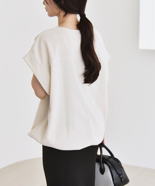 tシャツ quaranciel:「洗濯機可能」ポリエステル ベロア ドロスト ルーズ プルオーバー レディース 予約》quaranciel:〈洗濯機可能〉ポリエステル ベロア ドロスト
