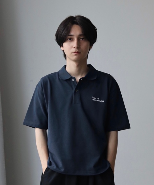 UNDERSTATEMENTs（アンダーステイトメント）の「【ユニセックス】MOSS STITCH DRAW CODE POLO SHIRT  ／ドローコード鹿の子ポロシャツ（ポロシャツ・メンズ・ブラック/ネイビー・MEDIUM/LARGE）」の17枚目の写真