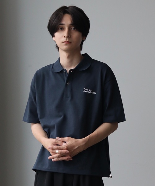 UNDERSTATEMENTs（アンダーステイトメント）の「【ユニセックス】MOSS STITCH DRAW CODE POLO SHIRT  ／ドローコード鹿の子ポロシャツ（ポロシャツ・メンズ・ブラック/ネイビー・MEDIUM/LARGE）」の19枚目の写真