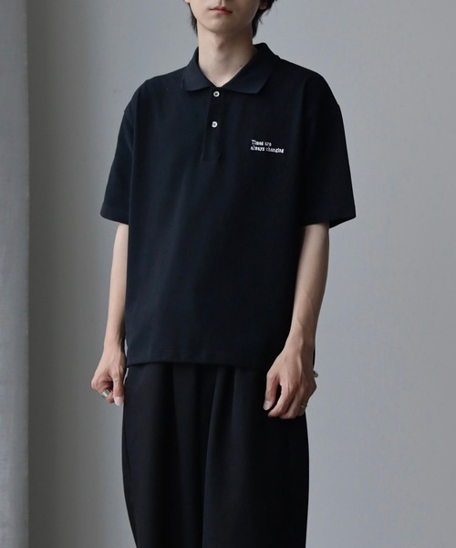 UNDERSTATEMENTs（アンダーステイトメント）の「【ユニセックス】MOSS STITCH DRAW CODE POLO SHIRT  ／ドローコード鹿の子ポロシャツ（ポロシャツ・メンズ・ブラック/ネイビー・MEDIUM/LARGE）」の10枚目の写真
