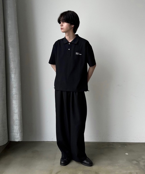 UNDERSTATEMENTs（アンダーステイトメント）の「【ユニセックス】MOSS STITCH DRAW CODE POLO SHIRT  ／ドローコード鹿の子ポロシャツ（ポロシャツ・メンズ・ブラック/ネイビー・MEDIUM/LARGE）」の11枚目の写真