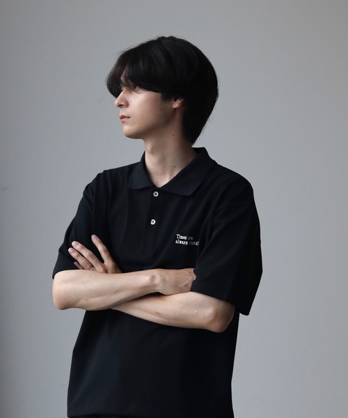 UNDERSTATEMENTs（アンダーステイトメント）の「【ユニセックス】MOSS STITCH DRAW CODE POLO SHIRT  ／ドローコード鹿の子ポロシャツ（ポロシャツ・メンズ・ブラック/ネイビー・MEDIUM/LARGE）」の8枚目の写真