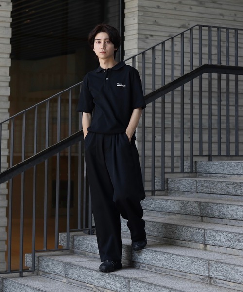 UNDERSTATEMENTs（アンダーステイトメント）の「【ユニセックス】MOSS STITCH DRAW CODE POLO SHIRT  ／ドローコード鹿の子ポロシャツ（ポロシャツ・メンズ・ブラック/ネイビー・MEDIUM/LARGE）」の13枚目の写真