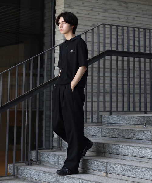 UNDERSTATEMENTs（アンダーステイトメント）の「【ユニセックス】MOSS STITCH DRAW CODE POLO SHIRT  ／ドローコード鹿の子ポロシャツ（ポロシャツ・メンズ・ブラック/ネイビー・MEDIUM/LARGE）」の14枚目の写真