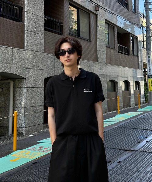 UNDERSTATEMENTs（アンダーステイトメント）の「【ユニセックス】MOSS STITCH DRAW CODE POLO SHIRT  ／ドローコード鹿の子ポロシャツ（ポロシャツ・メンズ・ブラック/ネイビー・MEDIUM/LARGE）」の16枚目の写真