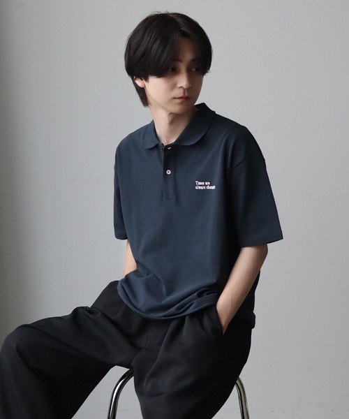 UNDERSTATEMENTs（アンダーステイトメント）の「【ユニセックス】MOSS STITCH DRAW CODE POLO SHIRT  ／ドローコード鹿の子ポロシャツ（ポロシャツ・メンズ・ブラック/ネイビー・MEDIUM/LARGE）」の18枚目の写真