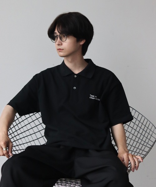 UNDERSTATEMENTs（アンダーステイトメント）の「【ユニセックス】MOSS STITCH DRAW CODE POLO SHIRT  ／ドローコード鹿の子ポロシャツ（ポロシャツ・メンズ・ブラック/ネイビー・MEDIUM/LARGE）」の7枚目の写真
