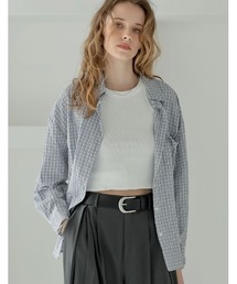 Re:EDIT | [2025 SUMMER COLLECTION]チェックorストライプコットンサッカー長袖シャツ(シャツ/ブラウス)