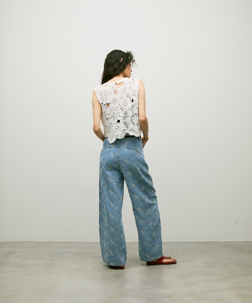 Lutim by u（ルチバイユー）の「Flower denim barrel pants