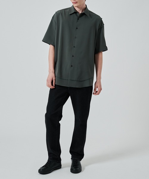 希少 美品 エヌハリウッド ✕ fragment design ペイントシャツ N．HOOLYWOOD(エヌハリウッド) STUDIOUS別注 切り替えシャツ