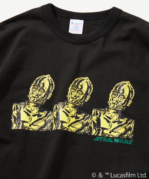 STAR WARS(スターウォーズ)の「【スター・ウォーズ】× CHAMPION 別注 T1011 プリントTシャツ(Tシャツ/カットソー・メンズ・ブラック系その他/ブラック×ブラック/ブラックミックス/ブラック・LARGE/X-LARGE/MEDIUM)」の7枚目の写真