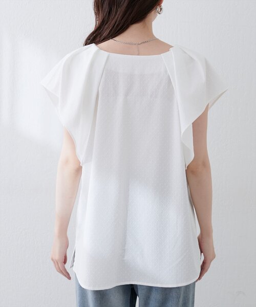 natural couture（ナチュラルクチュール）の「ドビードットフレア袖ブラウス（シャツ/ブラウス・レディース・ブラック/グリーン/サックスブルー/オフホワイト・FREE）」の18枚目の写真