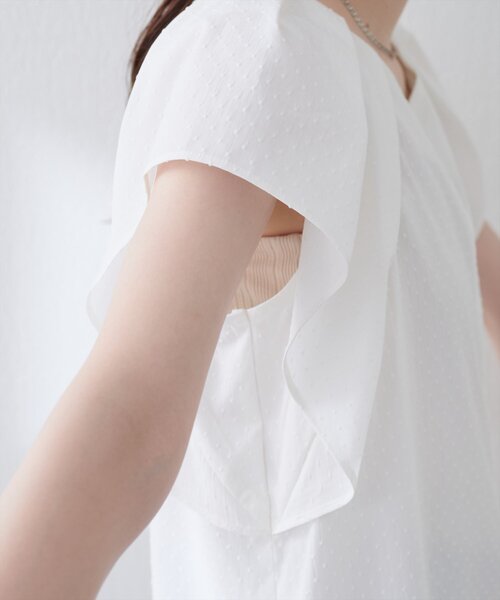 natural couture（ナチュラルクチュール）の「ドビードットフレア袖ブラウス（シャツ/ブラウス・レディース・ブラック/グリーン/サックスブルー/オフホワイト・FREE）」の22枚目の写真