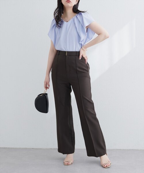 natural couture（ナチュラルクチュール）の「ドビードットフレア袖ブラウス（シャツ/ブラウス・レディース・ブラック/グリーン/サックスブルー/オフホワイト・FREE）」の14枚目の写真