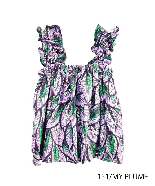 moyan ecri(モヤン エクリ)の「<moyan ecri>アフリカンファブリック使用フリルキャミSHOULDER FRILL CAMI BUSTIER(キャミソール・レディース・ブラック/ブルー/プラム/オレンジ・FREE)」の13枚目の写真