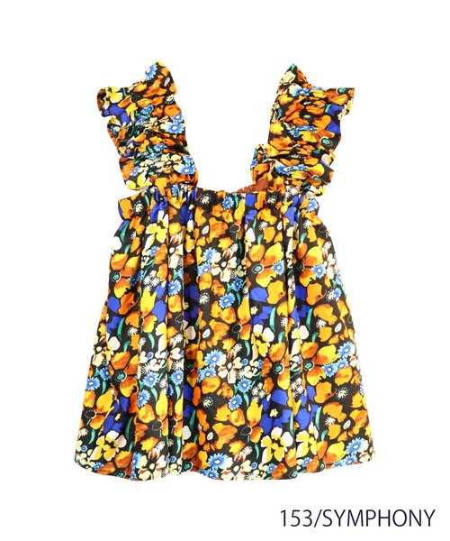 moyan ecri(モヤン エクリ)の「<moyan ecri>アフリカンファブリック使用フリルキャミSHOULDER FRILL CAMI BUSTIER(キャミソール・レディース・ブラック/ブルー/プラム/オレンジ・FREE)」の5枚目の写真