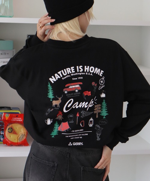 GERRY（ジェリー）の「【GERRY/ジェリー】アソート 胸刺繍バックプリント ロングスリーブTシャツ（Tシャツ/カットソー・メンズ・ホワイト系/ブラウン系/グレー系/ネイビー系/ブラック系/ブラック系1/グレー系1/ホワイト系1・M/L/LL）」の4枚目の写真