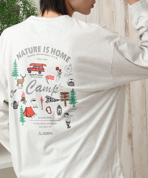 GERRY（ジェリー）の「【GERRY/ジェリー】アソート 胸刺繍バックプリント ロングスリーブTシャツ（Tシャツ/カットソー・メンズ・ホワイト系/ブラウン系/グレー系/ネイビー系/ブラック系/ブラック系1/グレー系1/ホワイト系1・M/L/LL）」の6枚目の写真