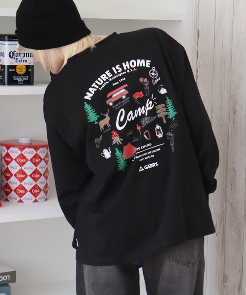 GERRY（ジェリー）の「【GERRY/ジェリー】アソート 胸刺繍バックプリント ロングスリーブTシャツ（Tシャツ/カットソー・メンズ・ホワイト系/ブラウン系/グレー系/ネイビー系/ブラック系/ブラック系1/グレー系1/ホワイト系1・M/L/LL）」の11枚目の写真