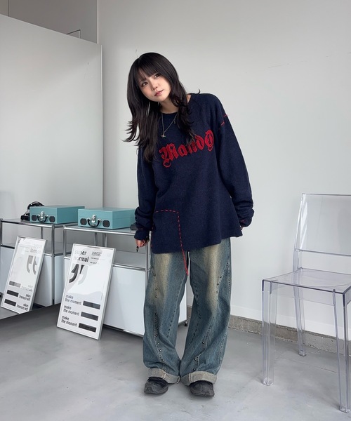 MandO（Auntie Rosa）（エムオー）の「サガラ刺繍ポイントステッチニット（ニット/セーター・メンズ・ブラック/ネイビー・MEDIUM/SMALL）」の21枚目の写真