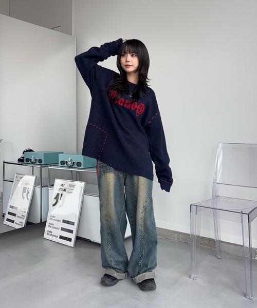 MandO（Auntie Rosa）（エムオー）の「サガラ刺繍ポイントステッチニット（ニット/セーター・メンズ・ブラック/ネイビー・MEDIUM/SMALL）」の22枚目の写真