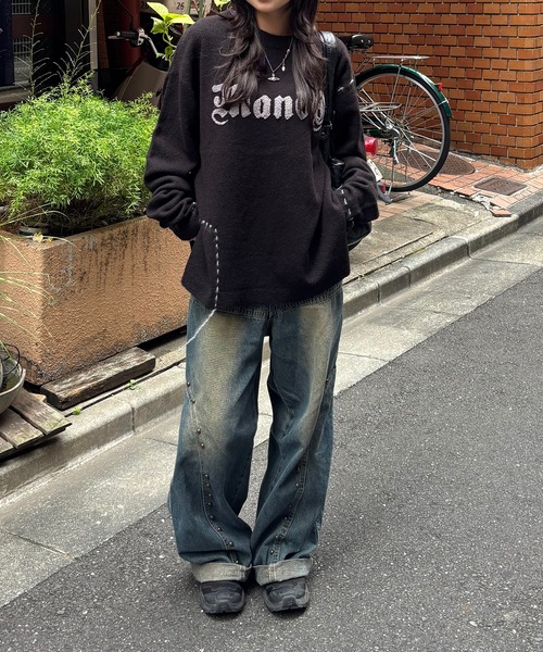 MandO（Auntie Rosa）（エムオー）の「サガラ刺繍ポイントステッチニット（ニット/セーター・メンズ・ブラック/ネイビー・MEDIUM/SMALL）」の10枚目の写真