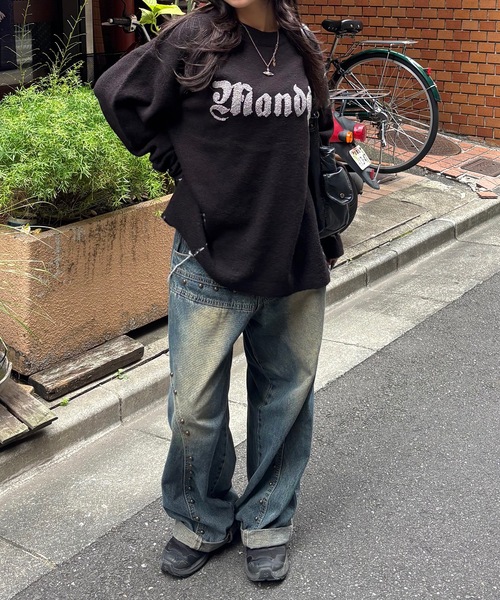MandO（Auntie Rosa）（エムオー）の「サガラ刺繍ポイントステッチニット（ニット/セーター・メンズ・ブラック/ネイビー・MEDIUM/SMALL）」の11枚目の写真
