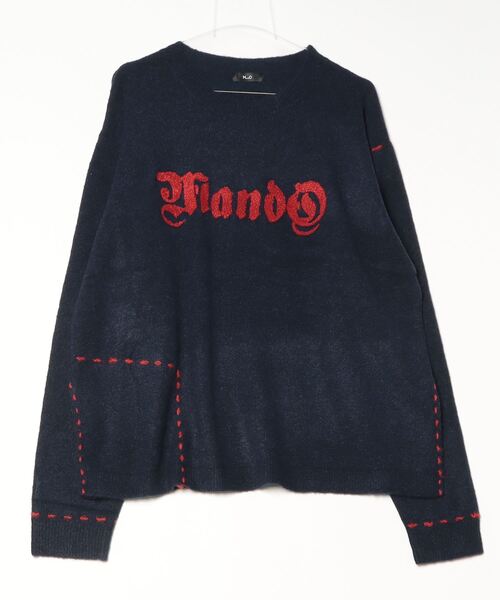 MandO（Auntie Rosa）（エムオー）の「サガラ刺繍ポイントステッチニット（ニット/セーター・メンズ・ブラック/ネイビー・MEDIUM/SMALL）」の9枚目の写真