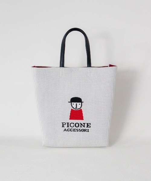 STUDIO PICONE（スタジオピッコーネ）の「イラストニットハンドバッグ（ハンドバッグ・レディース・ブラック/ベージュ/ホワイト/キャメル・FREE）」の2枚目の写真