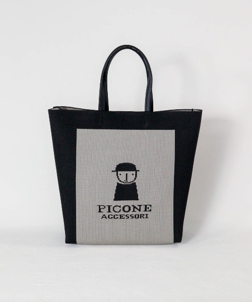 STUDIO PICONE（スタジオピッコーネ）の「イラストニットハンドバッグ（ハンドバッグ・レディース・ブラック/ベージュ/ホワイト/キャメル・FREE）」の3枚目の写真