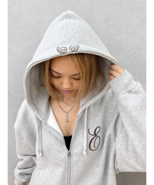 EVRIS（エヴリス）の「【裏起毛】era bloom グラフィックジップパーカー（パーカー・レディース・ホワイト/レッド/ブラック/グレー・FREE）」の8枚目の写真