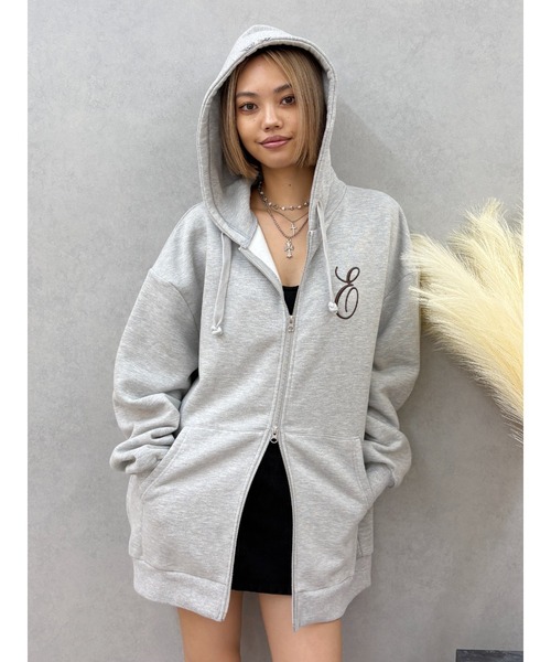 EVRIS（エヴリス）の「【裏起毛】era bloom グラフィックジップパーカー（パーカー・レディース・ホワイト/レッド/ブラック/グレー・FREE）」の12枚目の写真