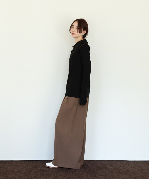 select MOCA Et（セレクトモカエト）の「【Et】Wrap 2Tuck Wide Pants（スラックス・レディース・チャコール/ブラウン・MEDIUM/LARGE）」の15枚目の写真