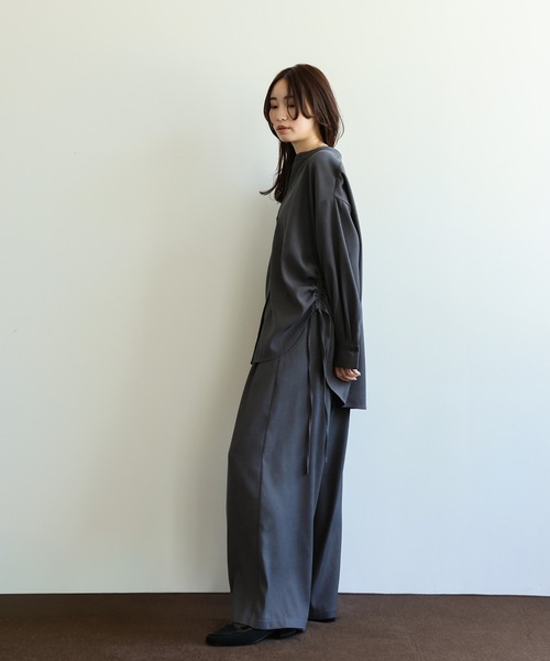 select MOCA Et（セレクトモカエト）の「【Et】Wrap 2Tuck Wide Pants（スラックス・レディース・チャコール/ブラウン・MEDIUM/LARGE）」の19枚目の写真