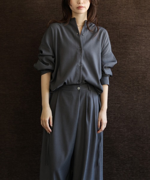 select MOCA Et（セレクトモカエト）の「【Et】Wrap 2Tuck Wide Pants（スラックス・レディース・チャコール/ブラウン・MEDIUM/LARGE）」の17枚目の写真