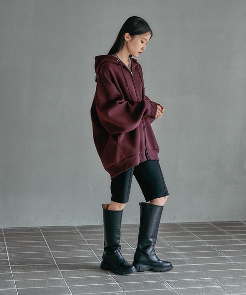 レプシィム　LEPSIM　パフエアZIPBIGフーディー　パーカー　ブラック新作 パフエアZIPBIGフーディー 582465（パーカー）｜LEPSIM