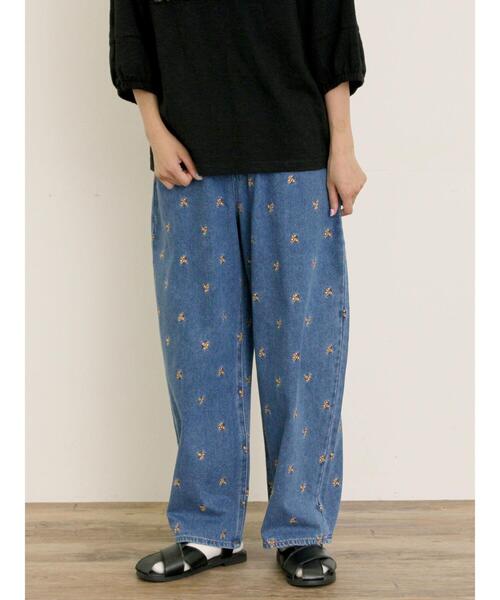 Samansa Mos2（サマンサ モスモス）の「【S/M/Lサイズ】刺繍デニム/ヒッコリーカーブパンツ（その他パンツ・レディース・ネイビー/ブラック/オフホワイト/ブルー・S/L/M）」の13枚目の写真