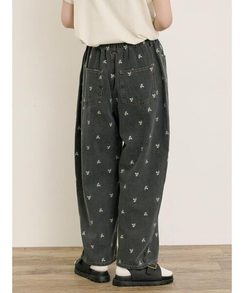 Samansa Mos2（サマンサ モスモス）の「【S/M/Lサイズ】刺繍デニム/ヒッコリーカーブパンツ（その他パンツ・レディース・ネイビー/ブラック/オフホワイト/ブルー・S/L/M）」の20枚目の写真