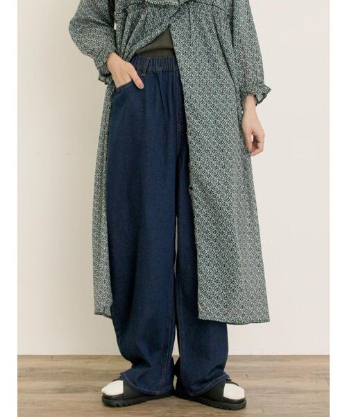 S/M/Lサイズ】刺繍デニム/ヒッコリーカーブパンツ（その他パンツ