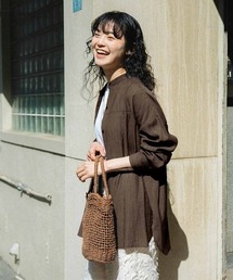 Live in comfort | リブ　イン　コンフォート　莉子さんとつくった　季節を問わずに使える　シアーシャツ〈チャコールブラウン〉(シャツ/ブラウス)