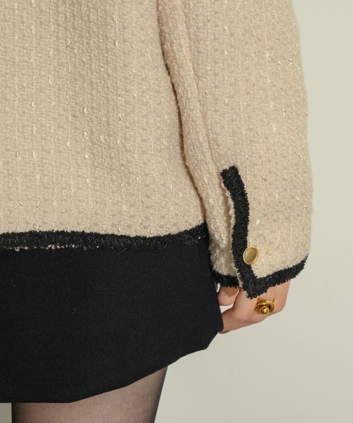 NEUNA（ヌナ）の「ツイードジャケット（テーラードジャケット・レディース・ブラック/ベージュ・FREE）」の4枚目の写真